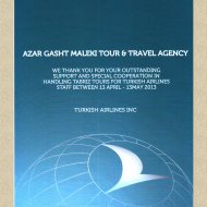 certificate of appreciation issued by turkish airlines for cooperation in handling tabriz tours for turkish airlines staff 2013